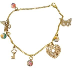 18K Gold Plated Butterfly Painting Filigree Bracelet Anklet